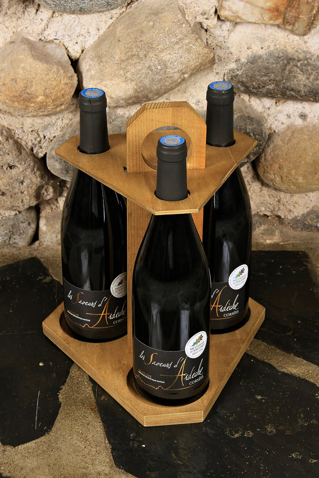 Carrousel Ottavio bois 3 bouteilles 75cl, Twist