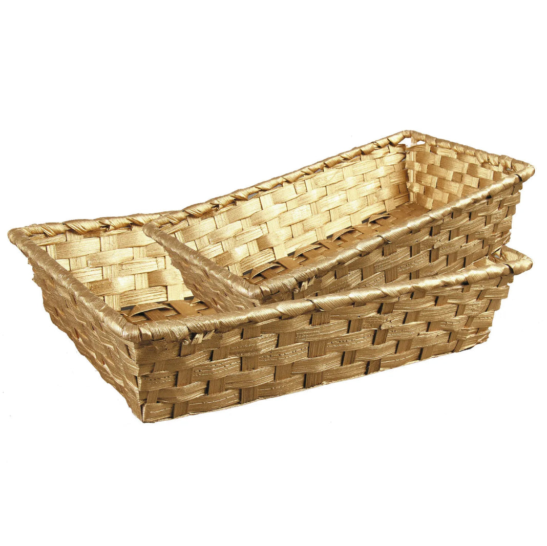 Rihana bamboo basket, gold, rectangular, 36x26.5x7.5cm