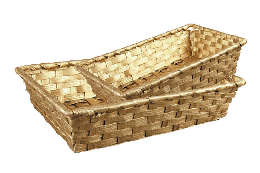 Rihana bamboo basket, gold, rectangular, 36x26.5x7.5cm