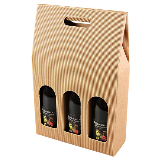 Valisette Rome carton cannelure 3 bouteilles