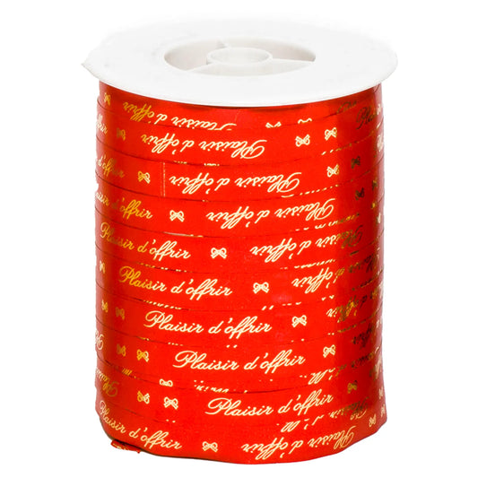 Ruban Bolduc Satiné lisse brillant rouge - Plaisir doffrir (bobine 10mmx250m)
