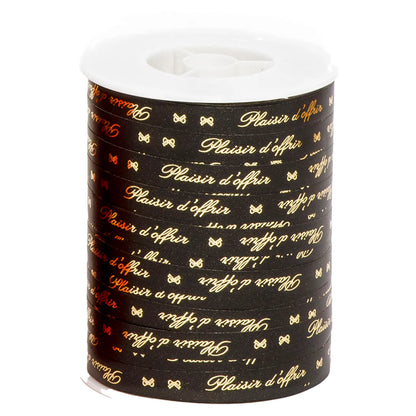 Black Glossy Satin Ribbon - Pleasure of Giving (10mm x 250m spool)