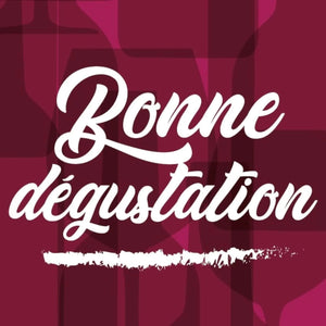 Etiquette adhésive carrée bordeaux/blanc - Bonne dégustation (boîte de 500)