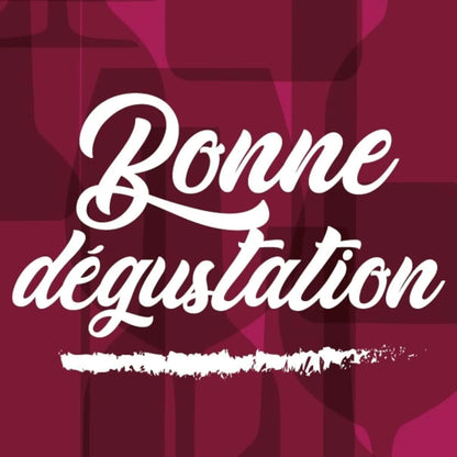 Etiquette adhésive carrée bordeaux/blanc - Bonne dégustation (boîte de 500)