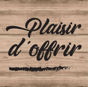 Etiquette adhésive carrée bois/noir - Plaisir doffrir (boîte de 500)