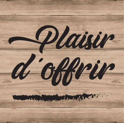 Etiquette adhésive carrée bois/noir - Plaisir doffrir (boîte de 500)