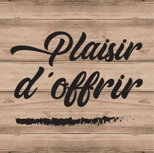 Square adhesive label, wood/black - Pleasure of giving (box of 500)