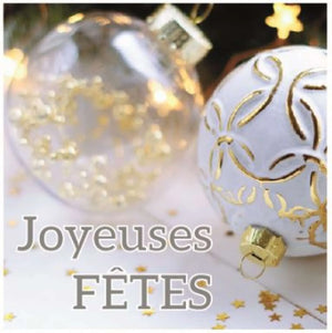 Etiquette adhésive carré blanc/or - Joyeuses Fêtes (boîte de 500)