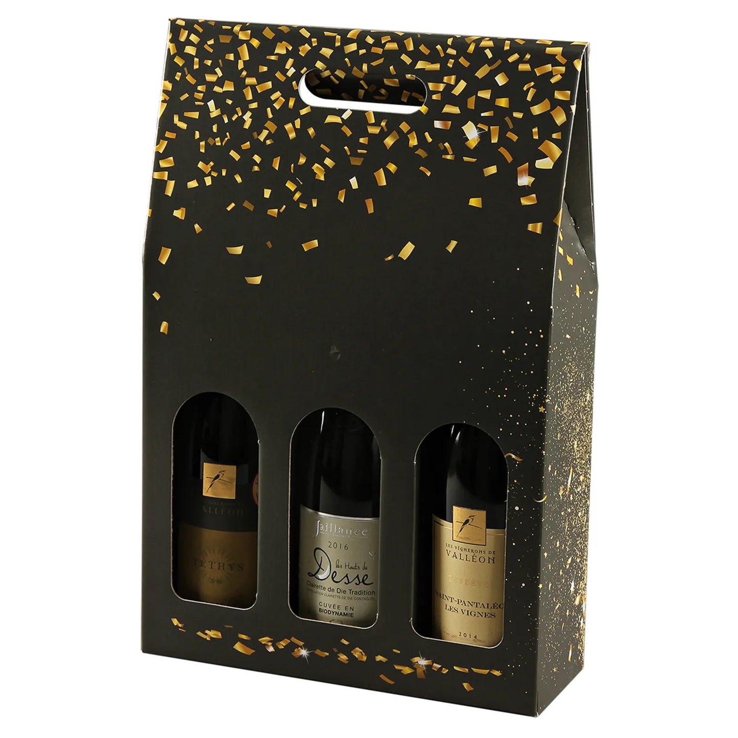 Petra cardboard suitcase with 3 bottles