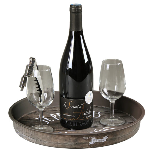 Plateau Viggo métal rond - Je peux pas jai apéro