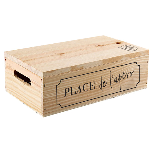 Caisse Gaston bois de pin 2 bouteilles - Place de lapéro