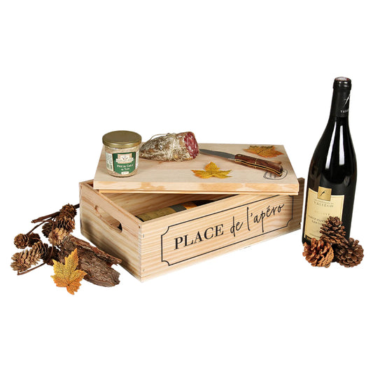 Caisse Gaston bois de pin 2 bouteilles - Place de lapéro