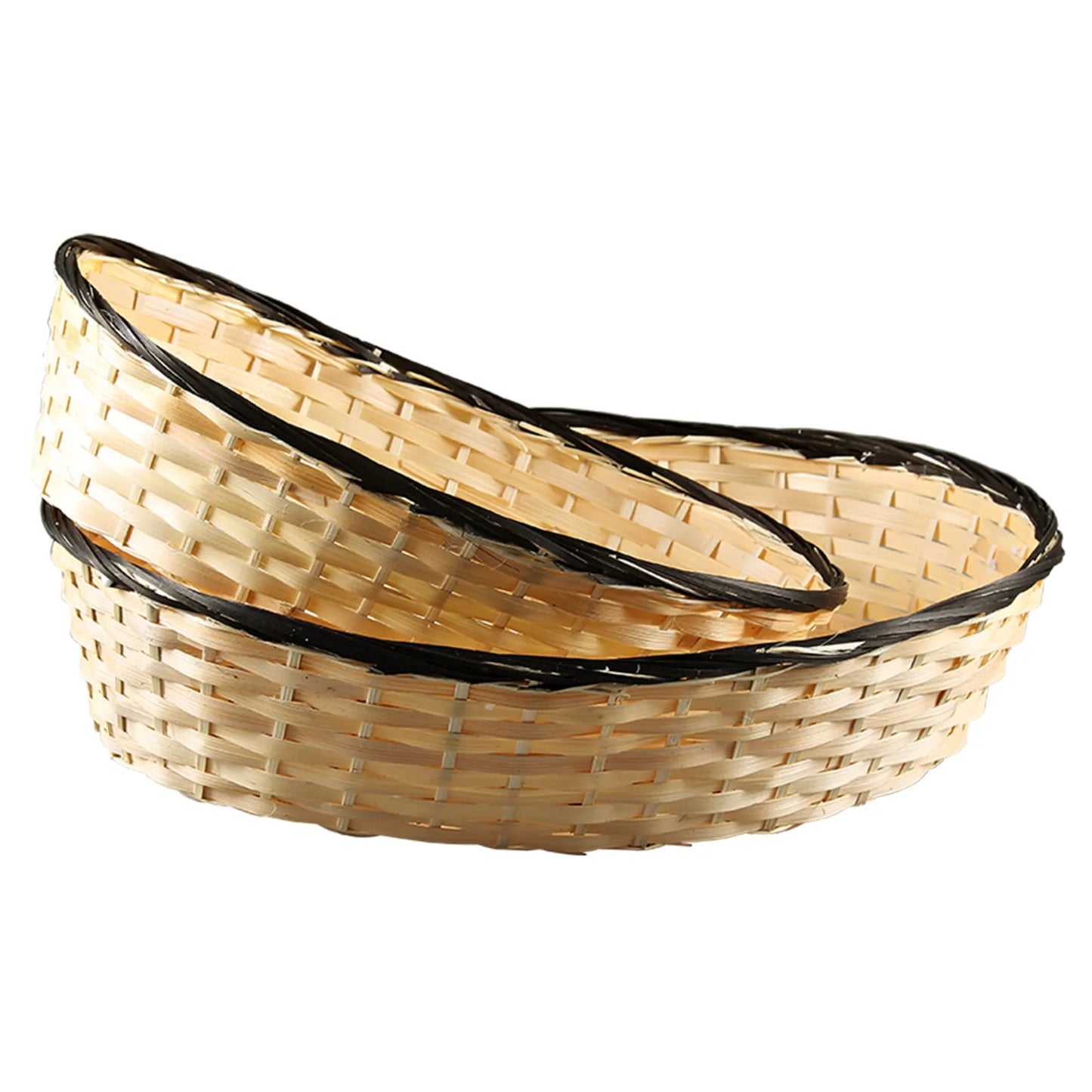 Clara basket, bamboo/natural rush/black, oval, 45x35x10cm