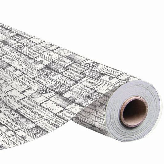 Papier cadeau Bouquet kraft couché blanc/anthracite 0.70x100m