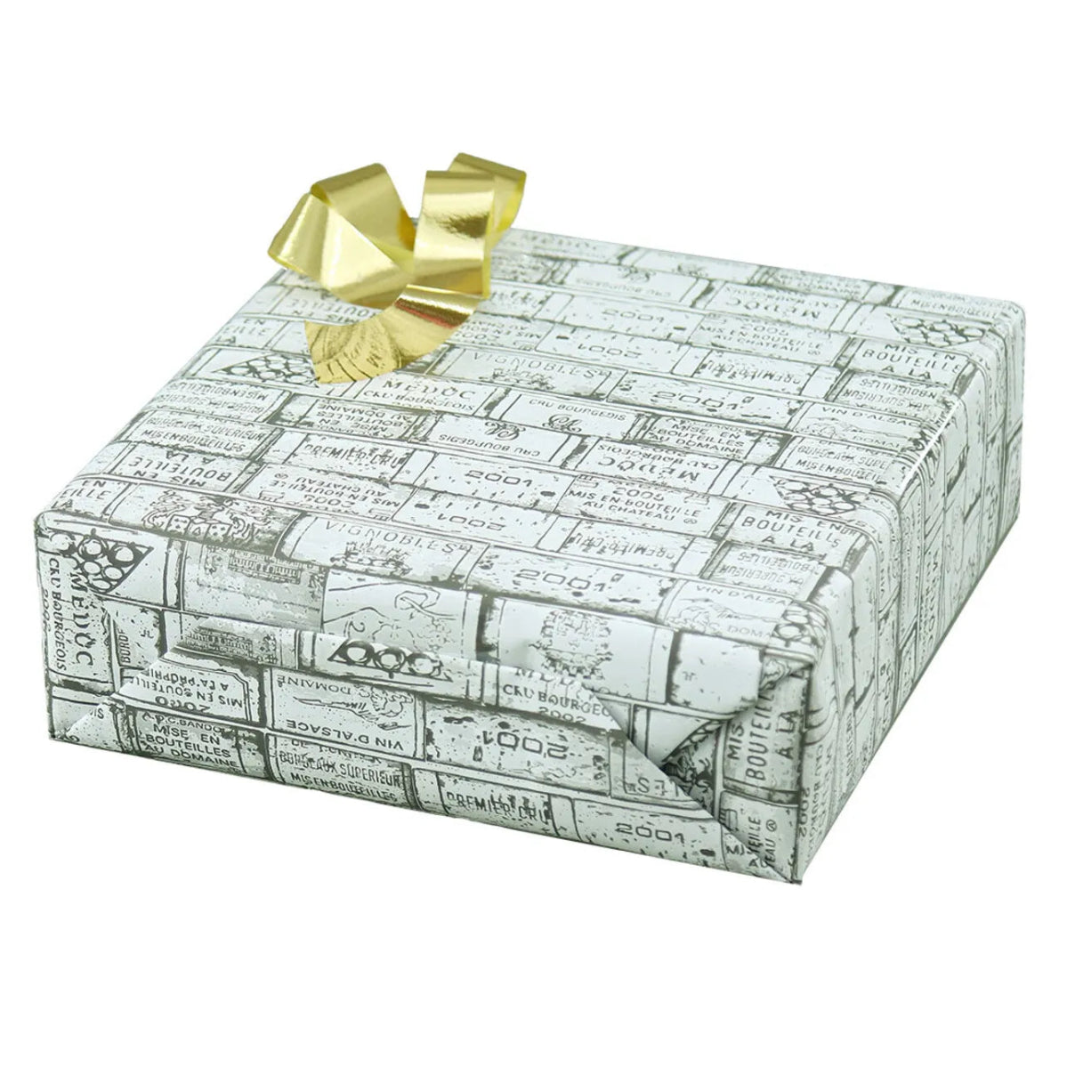 Papier cadeau Bouquet kraft couché blanc/anthracite 0.70x100m