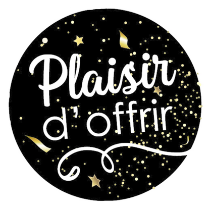 Etiquette adhésive Petra ronde noir/or - Plaisir dOffrir (boîte de 500)