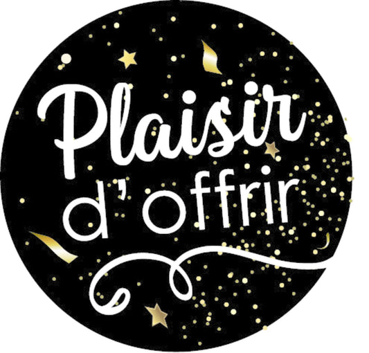 Petra round black/gold adhesive label - Pleasure of Giving (box of 500)