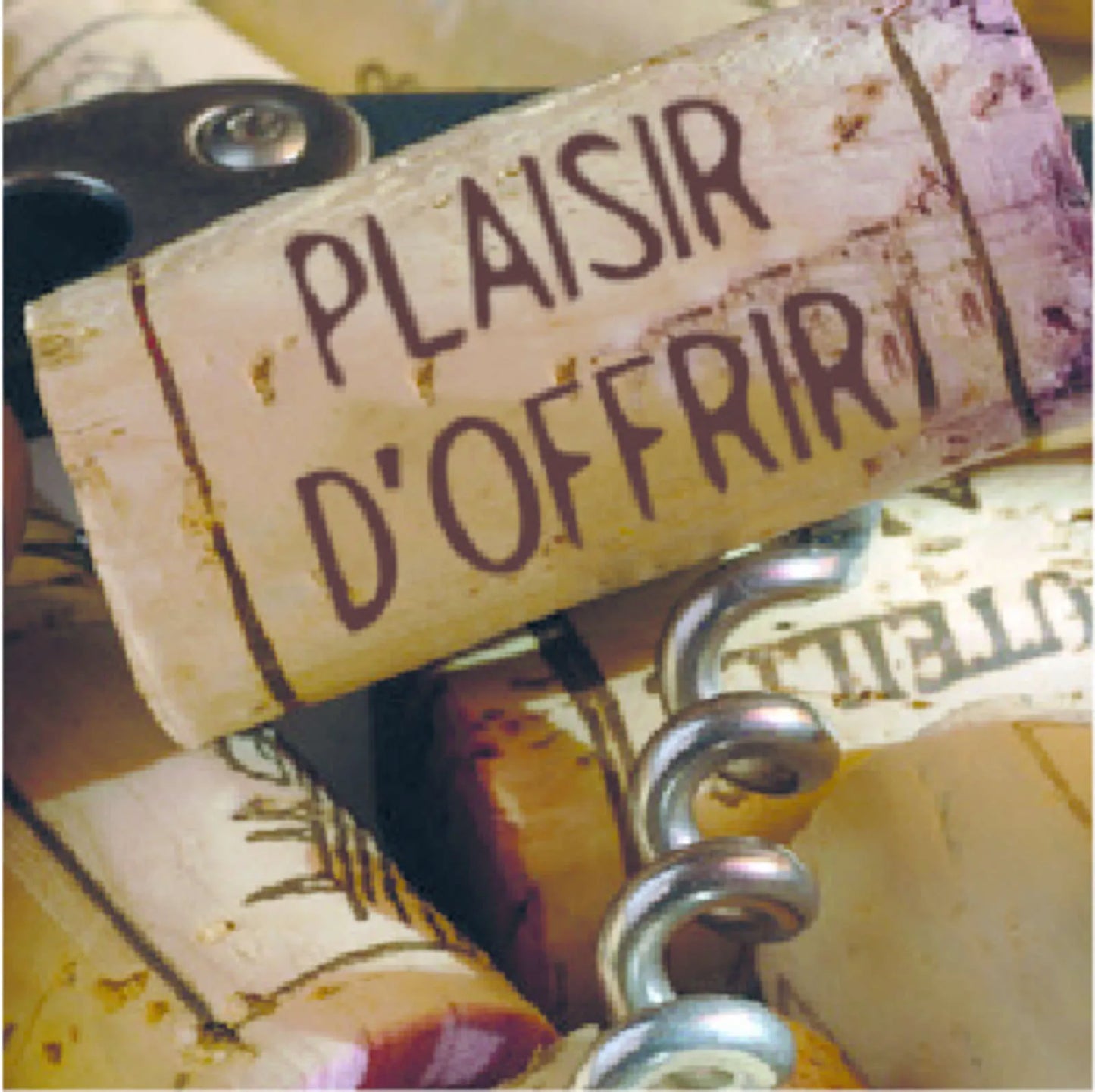 Etiquette adhésive carré bouchons - Plaisir dOffrir (boîte de 500)