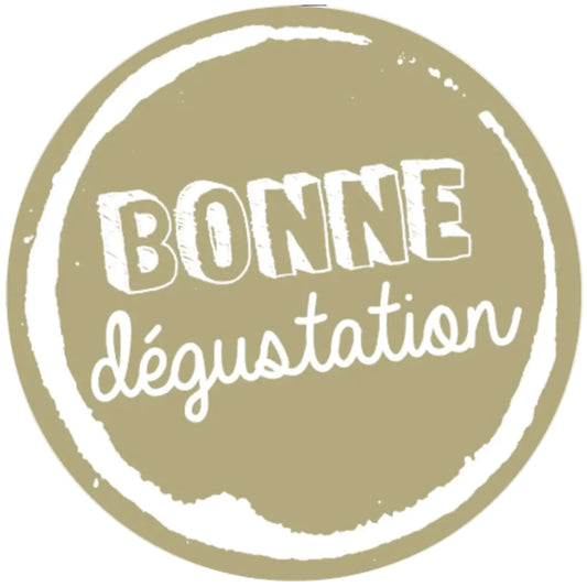 Round gold/white adhesive label - Enjoy your meal (box of 500)