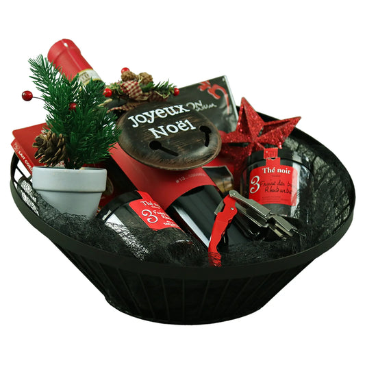 Mila round asymmetrical black metal bowl 26/13x6/11cm