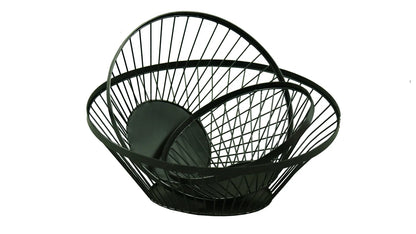 Mila round asymmetrical black metal bowl 26/13x6/11cm