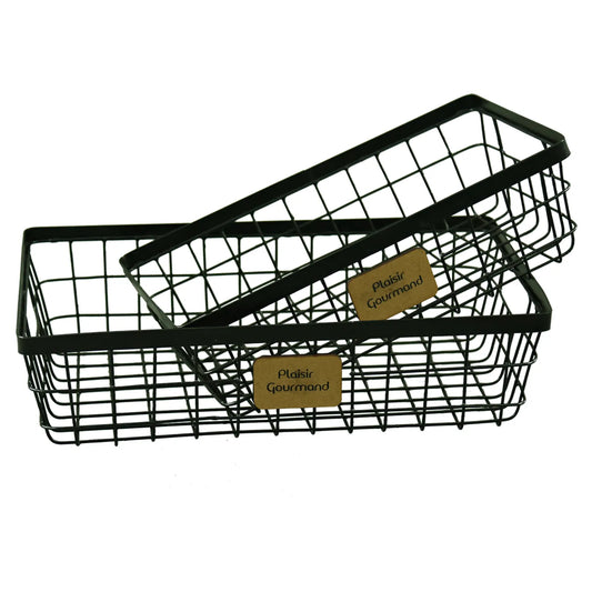 Corbeille Julia métal noir rectangle 36x24x9cm