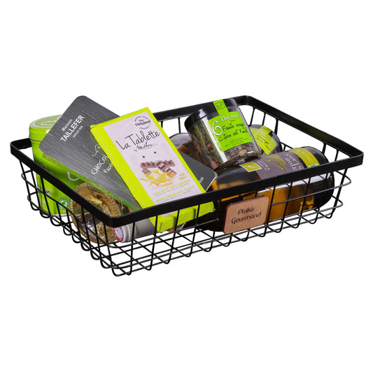 Corbeille Julia métal noir rectangle 36x24x9cm