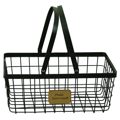 Julia black metal rectangular basket 30x20x12cm