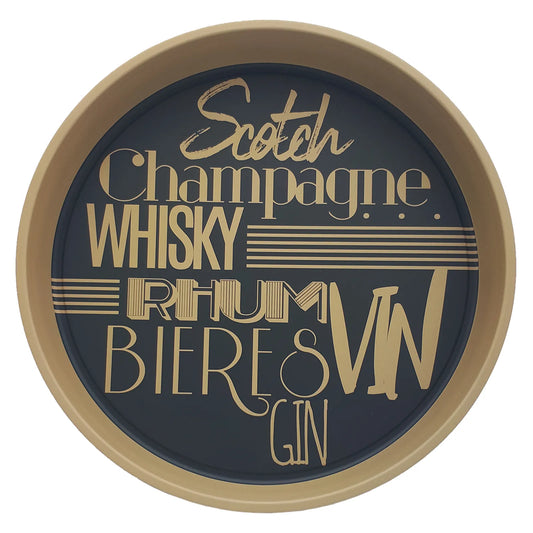 Plateau Viggo métal rond - Chic Noir/Or