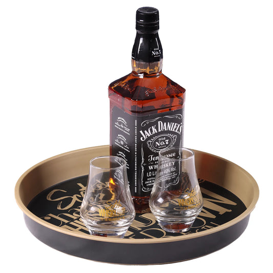 Plateau Viggo métal rond - Chic Noir/Or