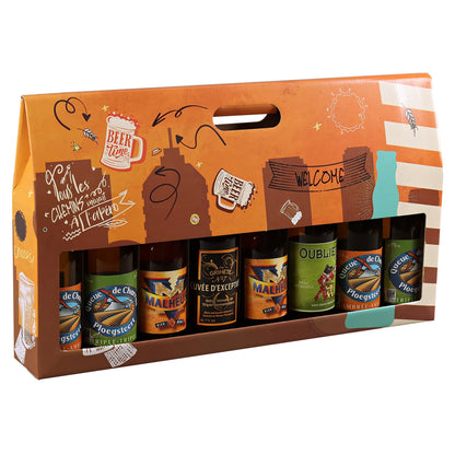 San Francisco cardboard suitcase containing 8 x 33cl beers (long neck type)