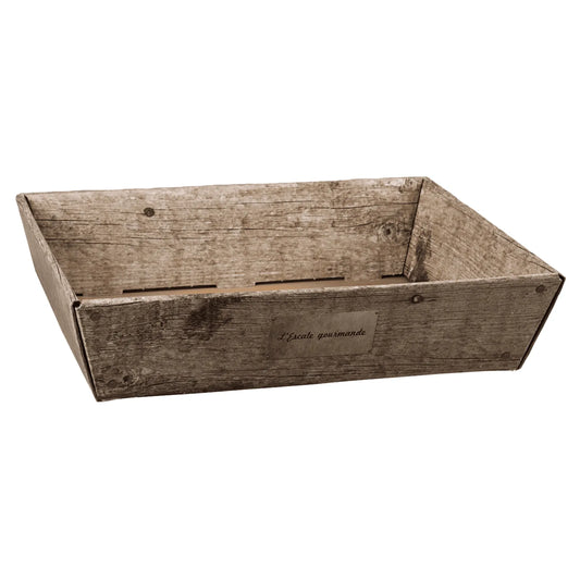 Corbeille Lorriane carton imitation bois grisé 42x31x10cm