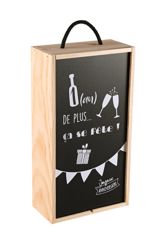 Coffret Lalo bois de pin 2 bouteilles - Un an de plus…(Anniversaire)