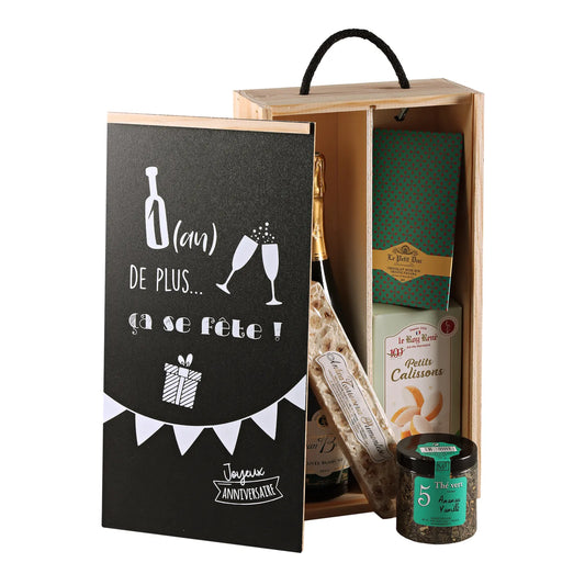 Coffret Lalo bois de pin 2 bouteilles - Un an de plus…(Anniversaire)