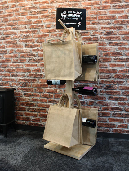 Goa reusable bag made of natural jute canvas, holds 6 bottles