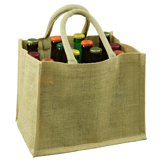 Goa reusable bag made of natural jute canvas/12 beers