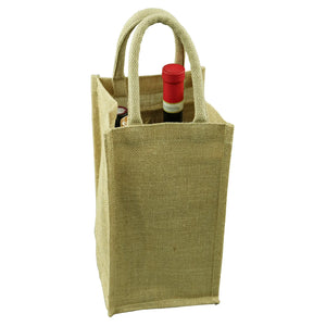 Goa reusable bag made of natural jute canvas, holds 4 bottles