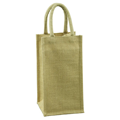 Goa reusable bag made of natural jute canvas, holds 4 bottles
