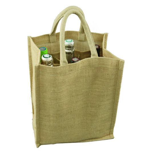 Sac Goa réutilisable toile de jute naturel 6 bouteilles