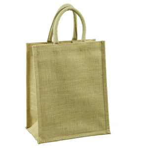Goa reusable bag made of natural jute canvas, holds 6 bottles
