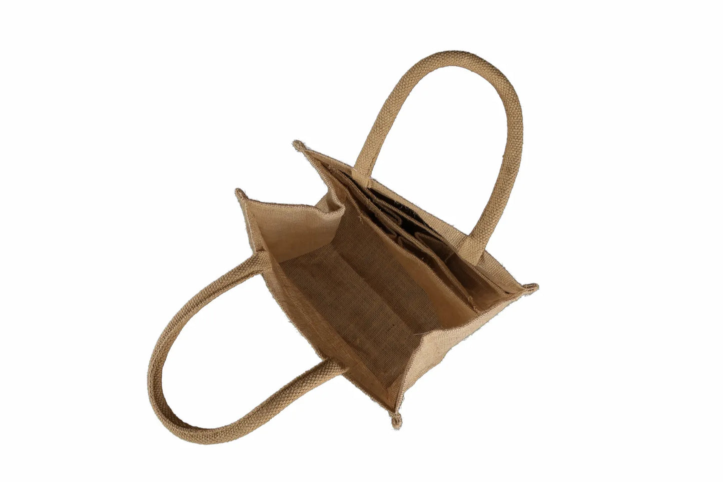 Goa reusable bag made of natural jute canvas, holds 6 bottles