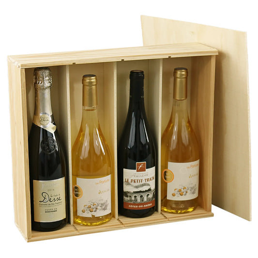 Caisse Tradition bois de pin 4 bouteilles (1x4)