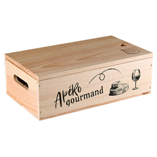 Caisse Gaston bois de pin 2 bouteilles - Apéro Gourmand