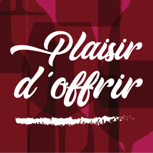 Square adhesive label, burgundy/white - Pleasure of Giving (box of 500)