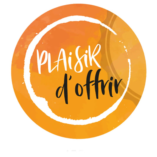 Round orange/white adhesive label - Pleasure of Giving (box of 500)