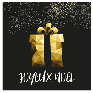 Etiquette adhésive carrée noir/or - Joyeux Noël (boîte de 500)