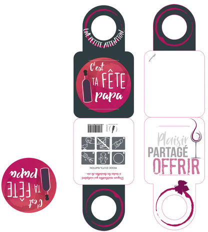 Carte message/goulot Victoria disque anti-goutte - Cest ta fête Papa