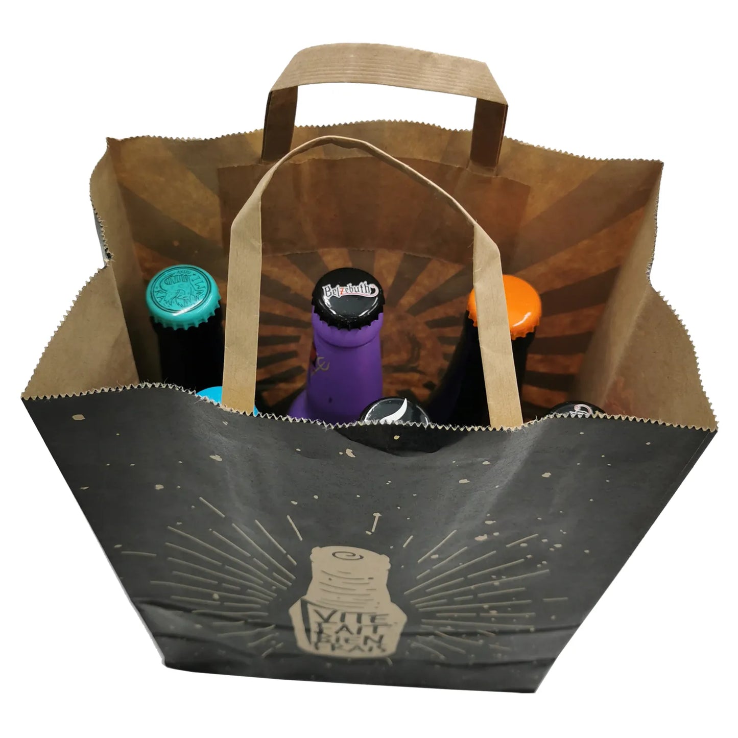 San Diego kraft paper bag for 6 beers, 20x11x28cm