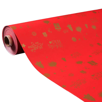 Festive red coated kraft Sofia gift wrap 0.70x100m