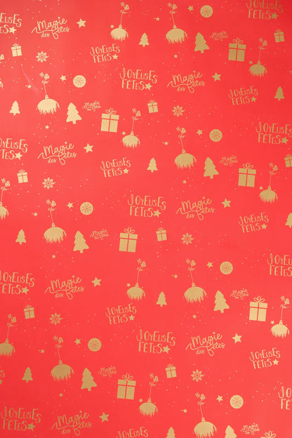 Festive red coated kraft Sofia gift wrap 0.70x100m